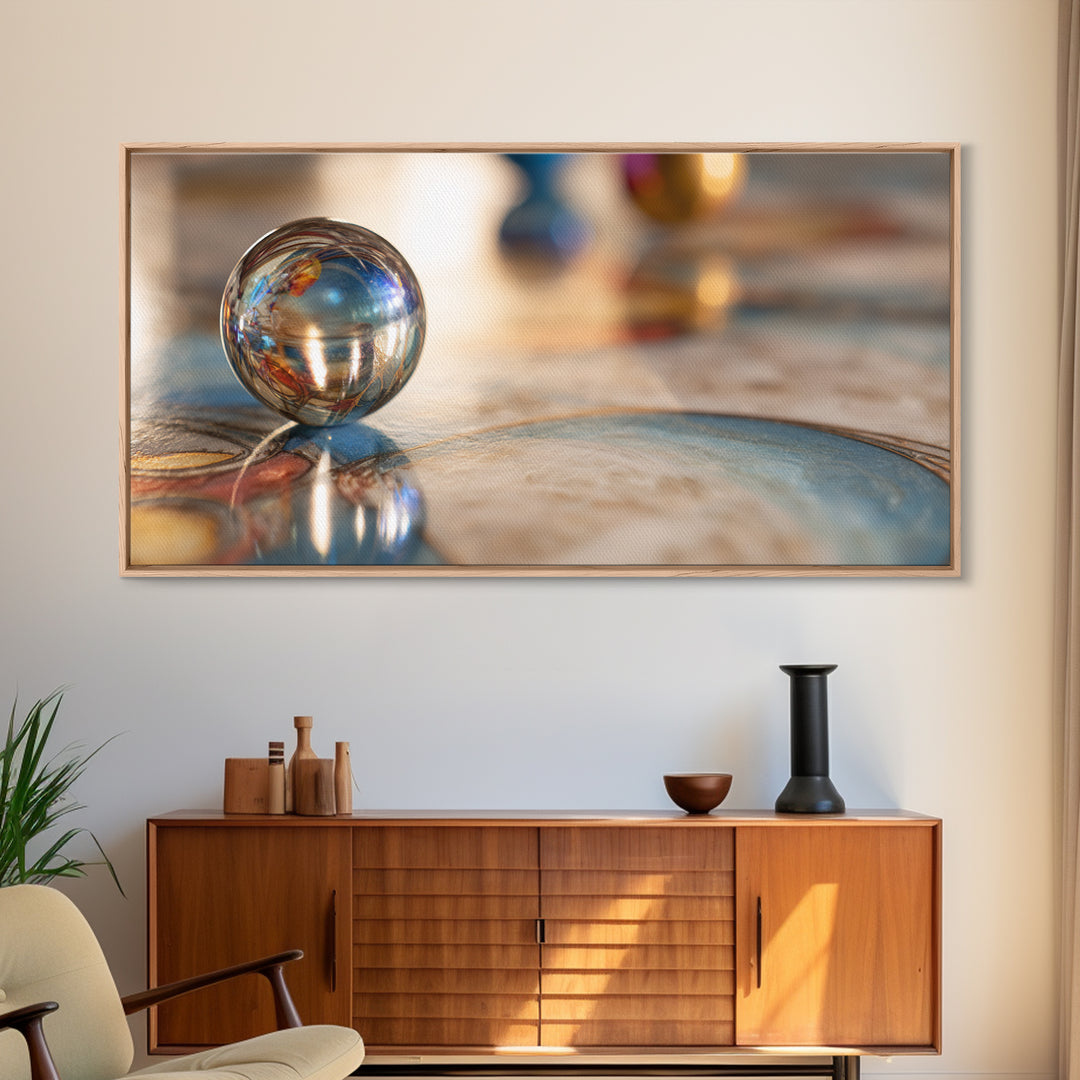 Pinball Silver Ball Framed Canvas Print, Game Room Art, Original Art, Game Room Decor, Abstract Art, Play, Trendy Wall Art, GRA-2x1-65