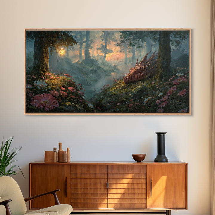 Fantasy Board Game Dragon Token Scene Framed Canvas Print, Game Room Art, Wall Decor, Game Room Decor, Fine Art, Play, GRA-2x1-7