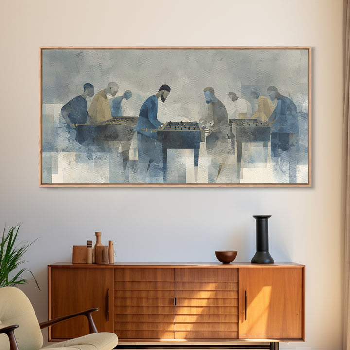 Foosball Player Figures Canvas Print, Game Room Art, Black Art, Game Room Decor, Oil Painting, Play, Playroom Art, Pop Art, GRA-2x1-77
