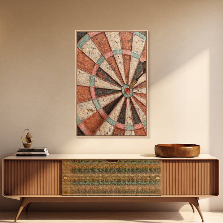 Dartboard Bullseye with Dynamic Motion Framed Canvas Print, Game Room Art, Room Decor, Game Room Decor, Fine Art, Play, GRA-2x3-64