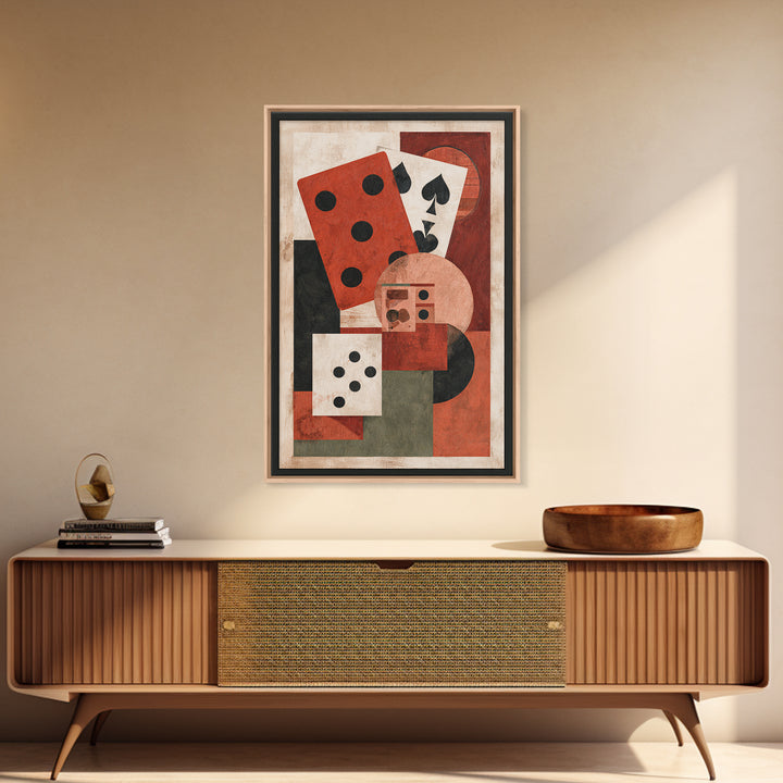 Playing Cards and Dice Framed Canvas Print, Game Room Art, Gamer Gifts, Game Room Decor, Abstract Art, Play, Original Artwork, GRA-2x3-83
