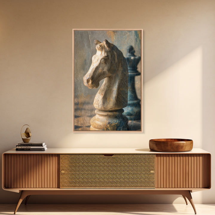 Chess Knight Piece Framed Canvas Print, Game Room Art, Gamer Gifts, Game Room Decor, Fine Art, Play, Original Artwork, GRA-2x3-85