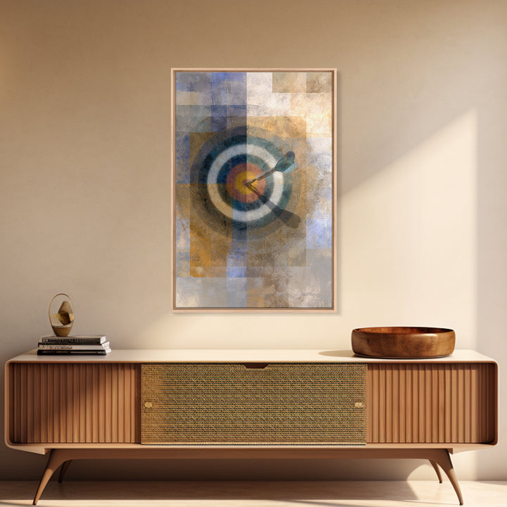 Dartboard Bullseye with Dynamic Motion Framed Canvas Print, Game Room Art, Canvas Art, Game Room Decor, Fine Art, Play, GRA-2x3-88