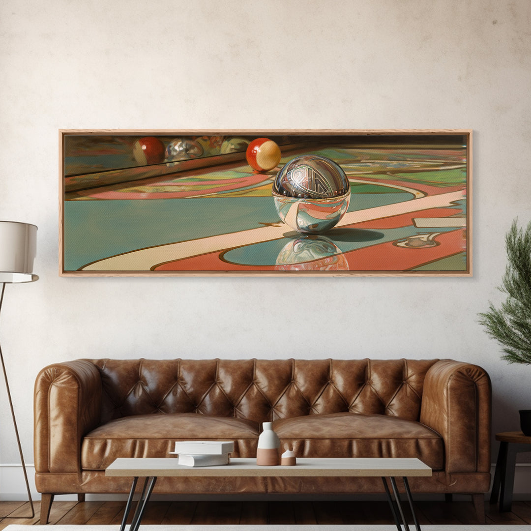 Pinball Silver Ball Canvas Print, Game Room Art, Modern Wall Art, Game Room Decor, Fine Art, Play, Unique Home Decor, GRA-3x1-13