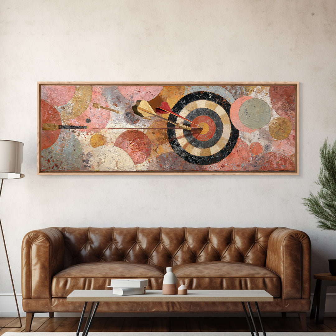 Dartboard Bullseye with Dynamic Motion Canvas Print, Game Room Art, Art Print, Game Room Decor, Fine Art, Play, Canvas Art, GRA-3x1-48