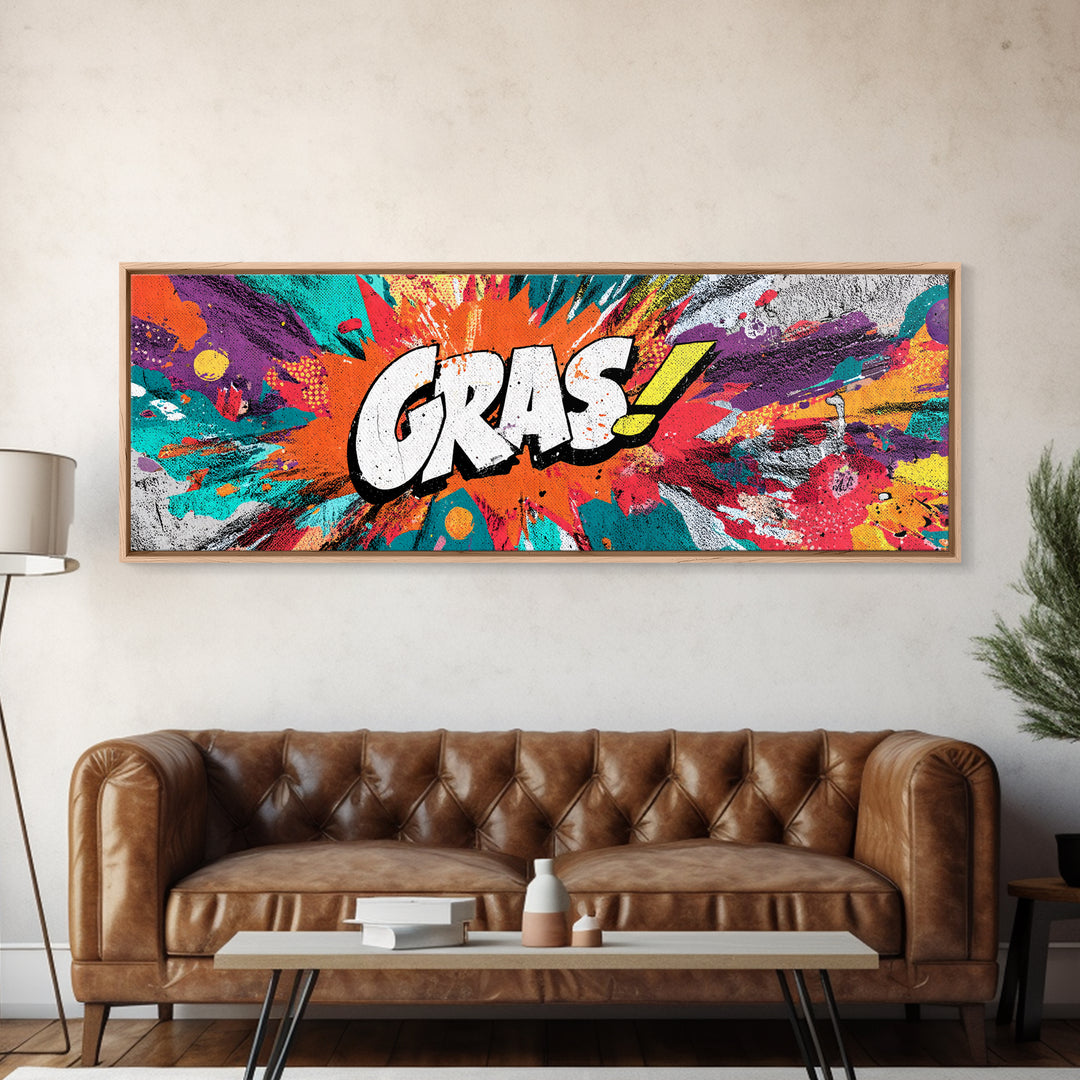 Comic Style Explosion with Game Icons Framed Canvas Print, Game Room Art, Neutral Decor, Game Room Decor, Fine Art, Play, GRA-3x1-7