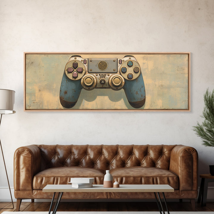 Old School Game Controller Canvas Print, Game Room Art, Trendy Wall Art, Game Room Decor, Watercolor Art, Play, GRA-3x1-94