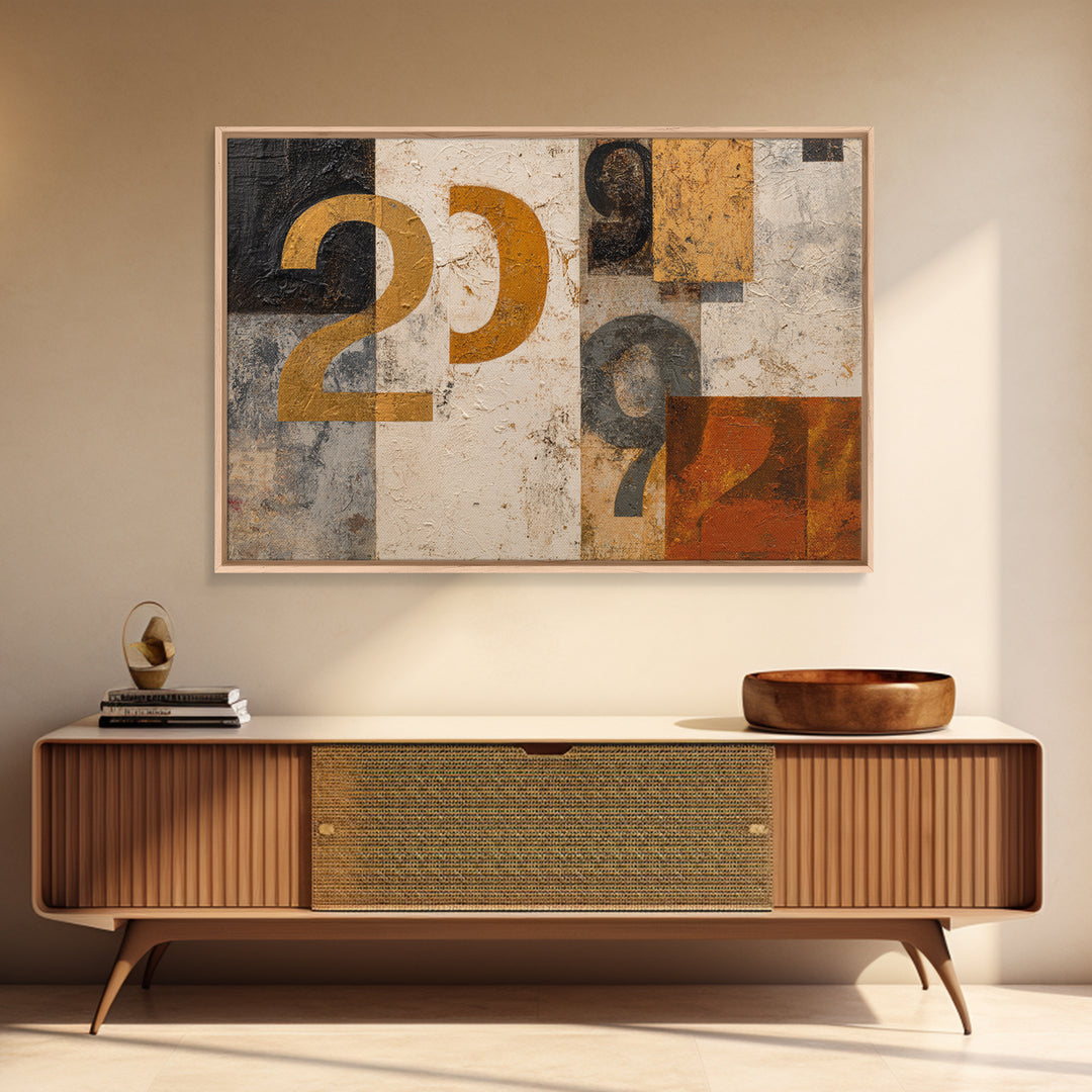 Scoreboard Numbers as Abstract Design Framed Canvas Print, Game Room Art, Modern Wall Art, Game Room Decor, Fine Art, Play, GRA-3x2-28