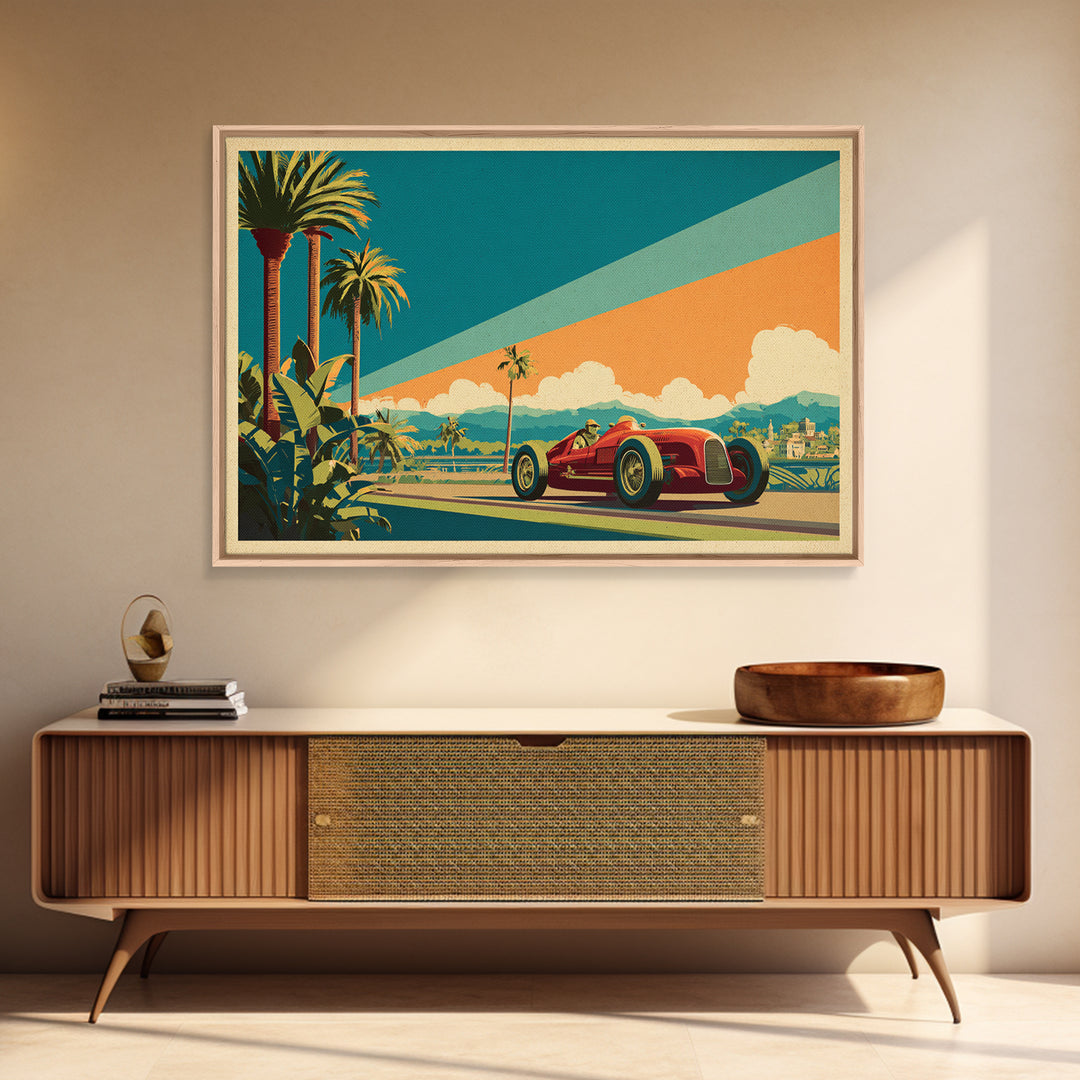Retro Racing Car Game Poster Without Text Framed Canvas Print, Game Room Art, Living Room Art, Game Room Decor, Fine Art, Play, GRA-3x2-40