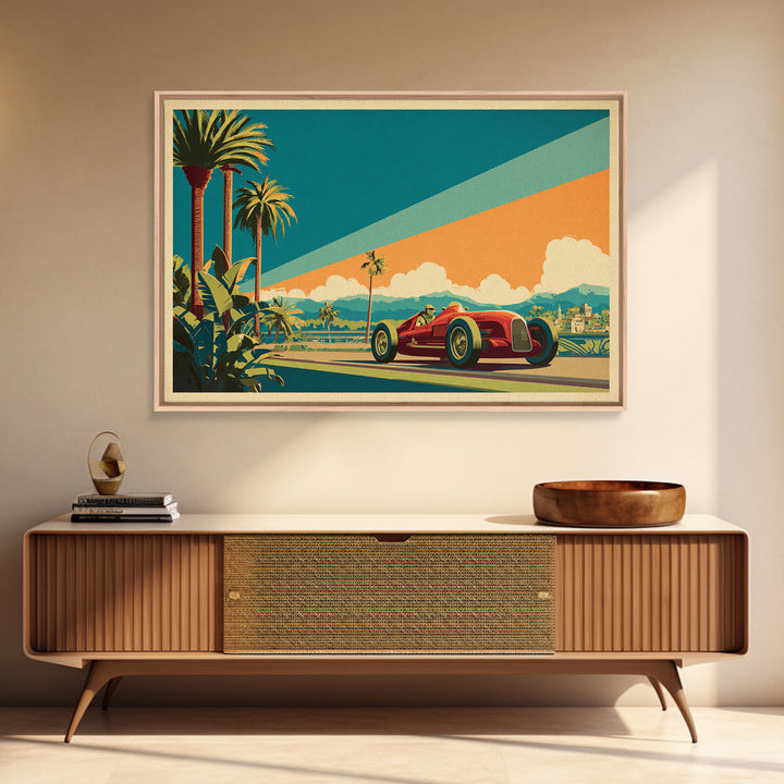 Retro Racing Car Game Poster Without Text Framed Canvas Print, Game Room Art, Living Room Art, Game Room Decor, Fine Art, Play, GRA-3x2-40
