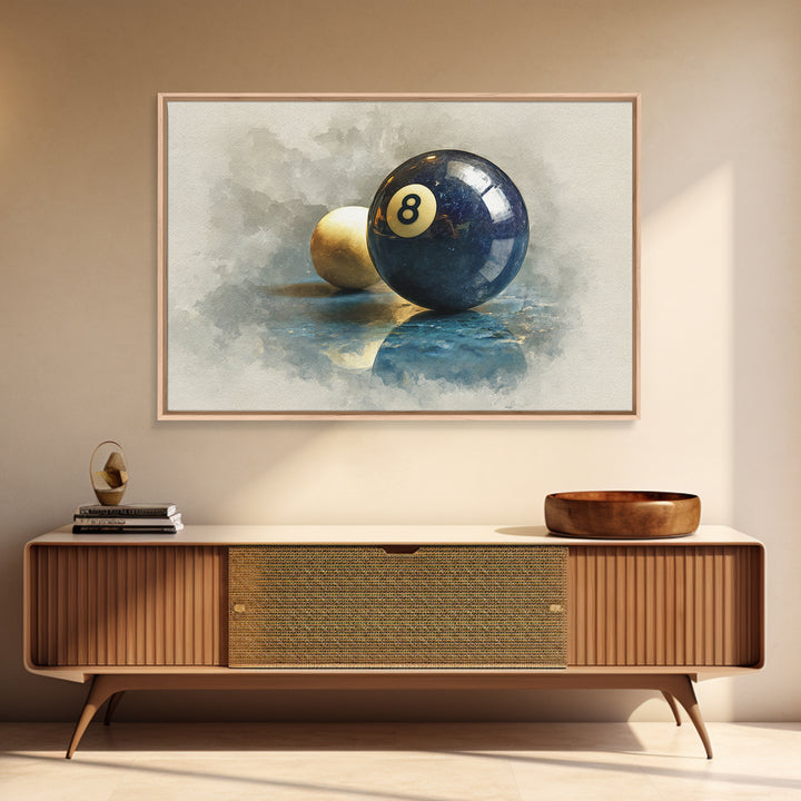 Billiards Eight Ball Framed Canvas Print, Game Room Art, Modern Wall Art, Game Room Decor, Fine Art, Play, Unique Home Decor, GRA-3x2-6