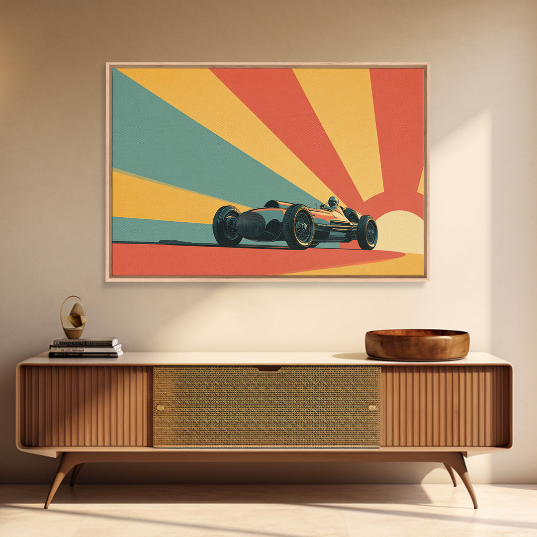 Retro Racing Car Game Poster Without Text Framed Canvas Print, Game Room Art, Gallery Decor, Game Room Decor, Fine Art, Play, GRA-3x2-64