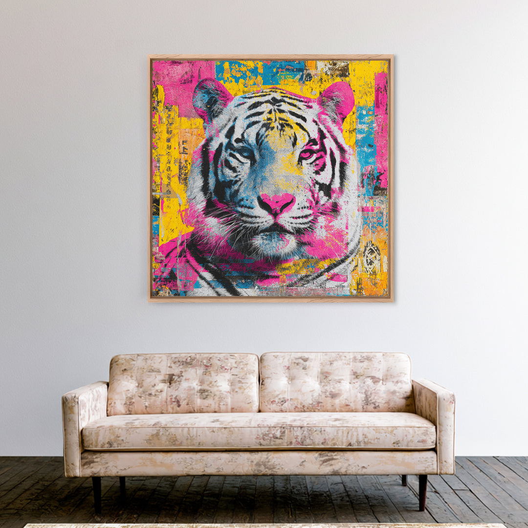 Urban Tiger Portrait Canvas Print, Graffiti Art, Statement Artwork, Living Room Decor, Fine Art, Street, Wall Decor, Painting, GRF-1x1-75