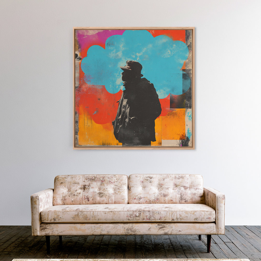 Masked Street Artist Silhouette Canvas Print, Graffiti Art, Modern Decor, Living Room Decor, Fine Art, Street, Poster, GRF-1x1-94
