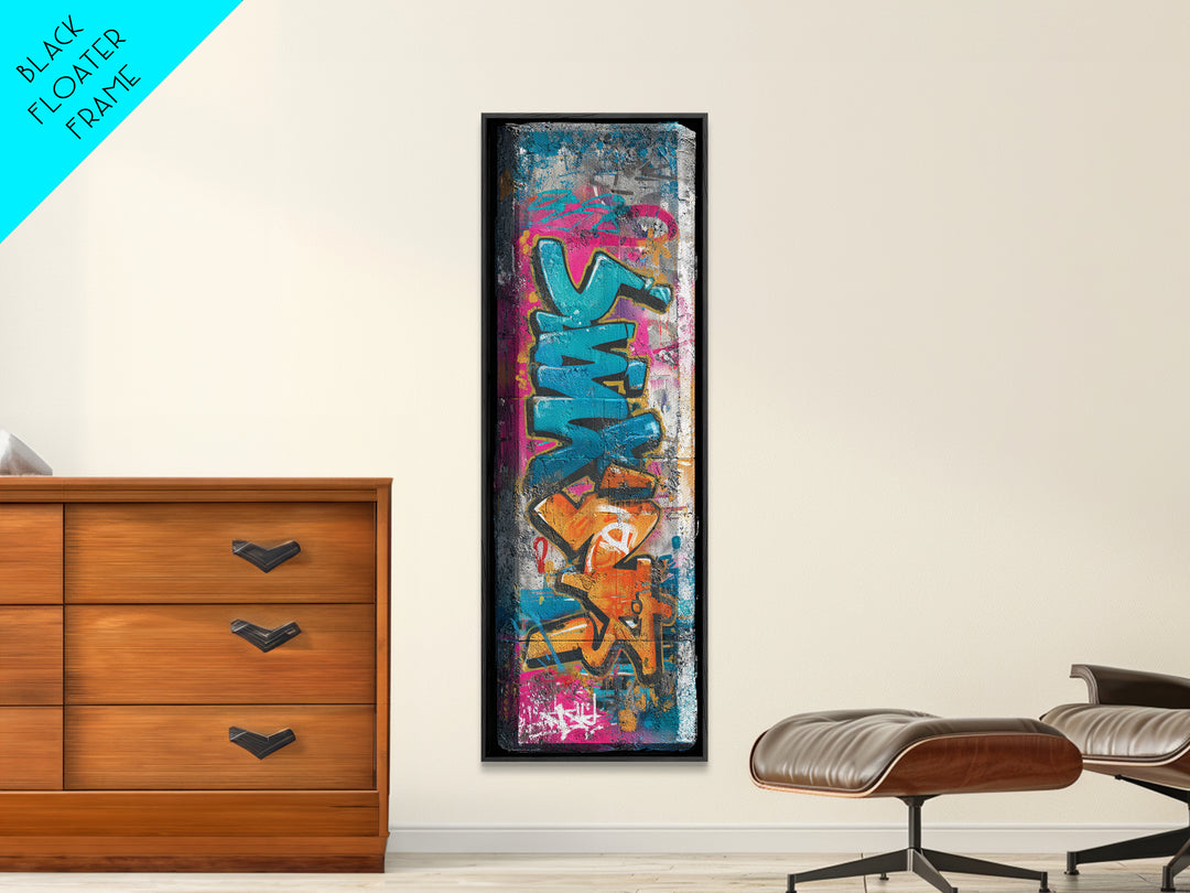 Graffiti Lettering Forms Without Readable Words Framed Canvas Print, Graffiti Art, Wall Art, Living Room Decor, Street, GRF-1x3-45