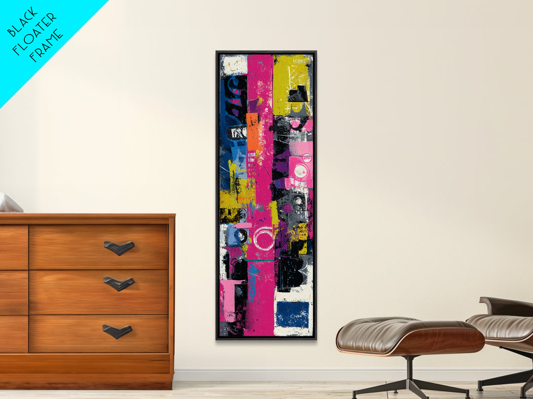 Boombox and Cassette Tape Framed Canvas Print, Graffiti Art, Fine Art Print, Living Room Decor, Fine Art, Street, Wall Decor, GRF-1x3-50