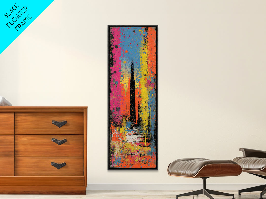 Paint Drips Forming a Skyline Silhouette Canvas Print, Graffiti Art, Boho Decor, Living Room Decor, Fine Art, Street, GRF-1x3-97