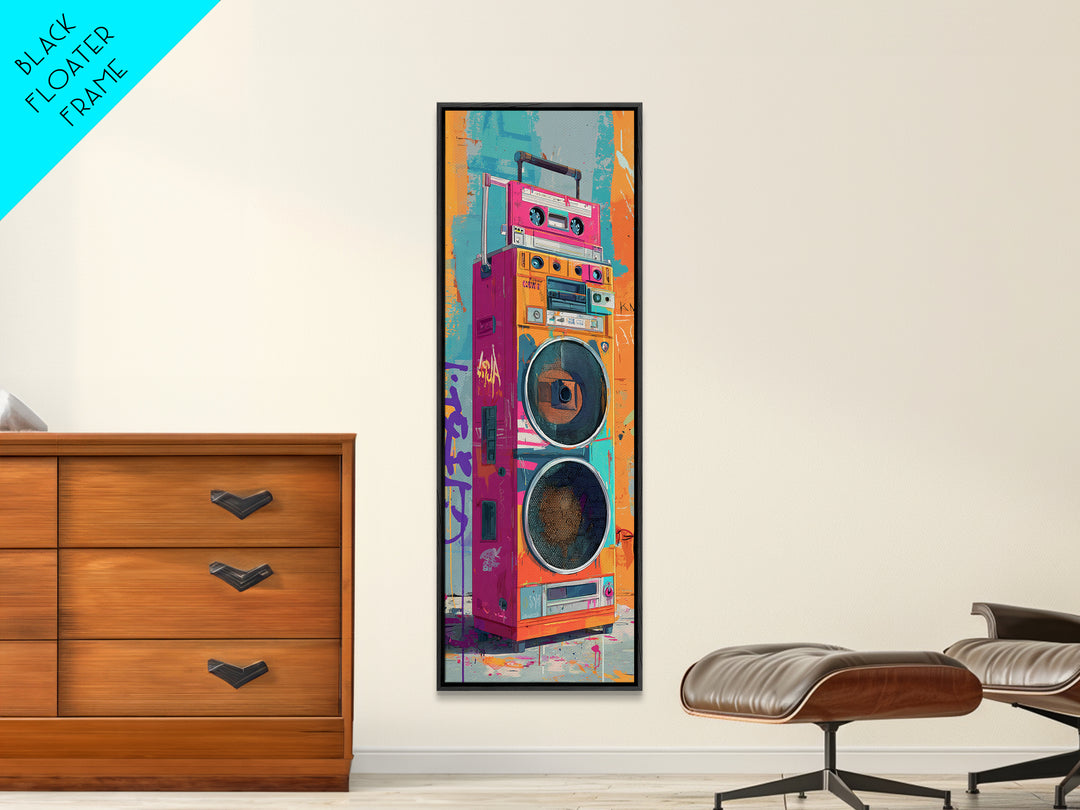 Boombox and Cassette Tape Canvas Print, Graffiti Art, Textured Painting, Living Room Decor, Fine Art, Street, Outdoor Decor, GRF-1x3-98