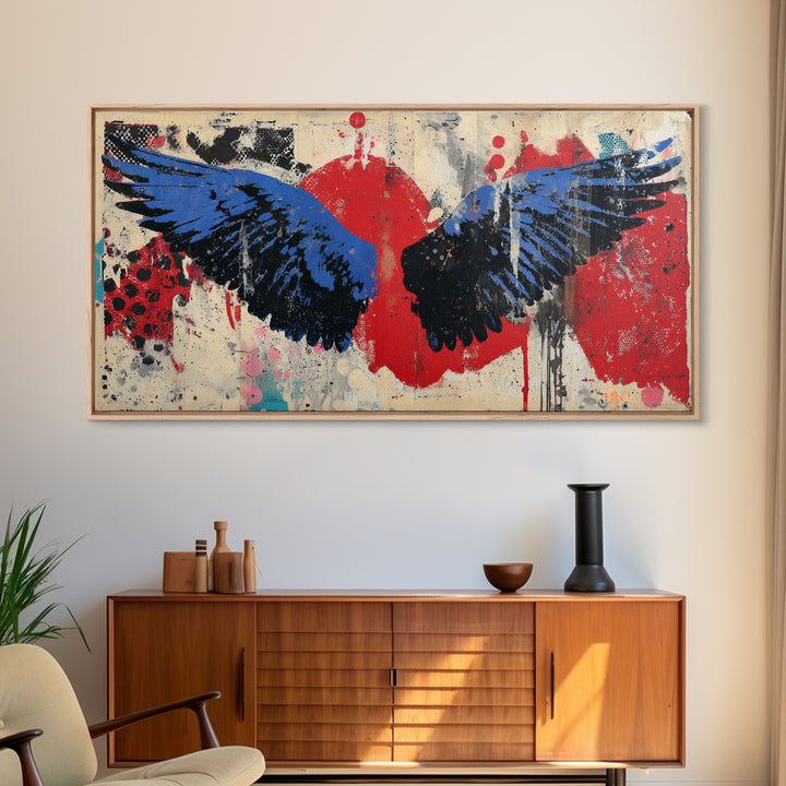 Spray Painted Angel Wings Canvas Print, Graffiti Art, Painting, Living Room Decor, Fine Art, Street, Canvas Art, Bedroom Decor, GRF-2x1-52