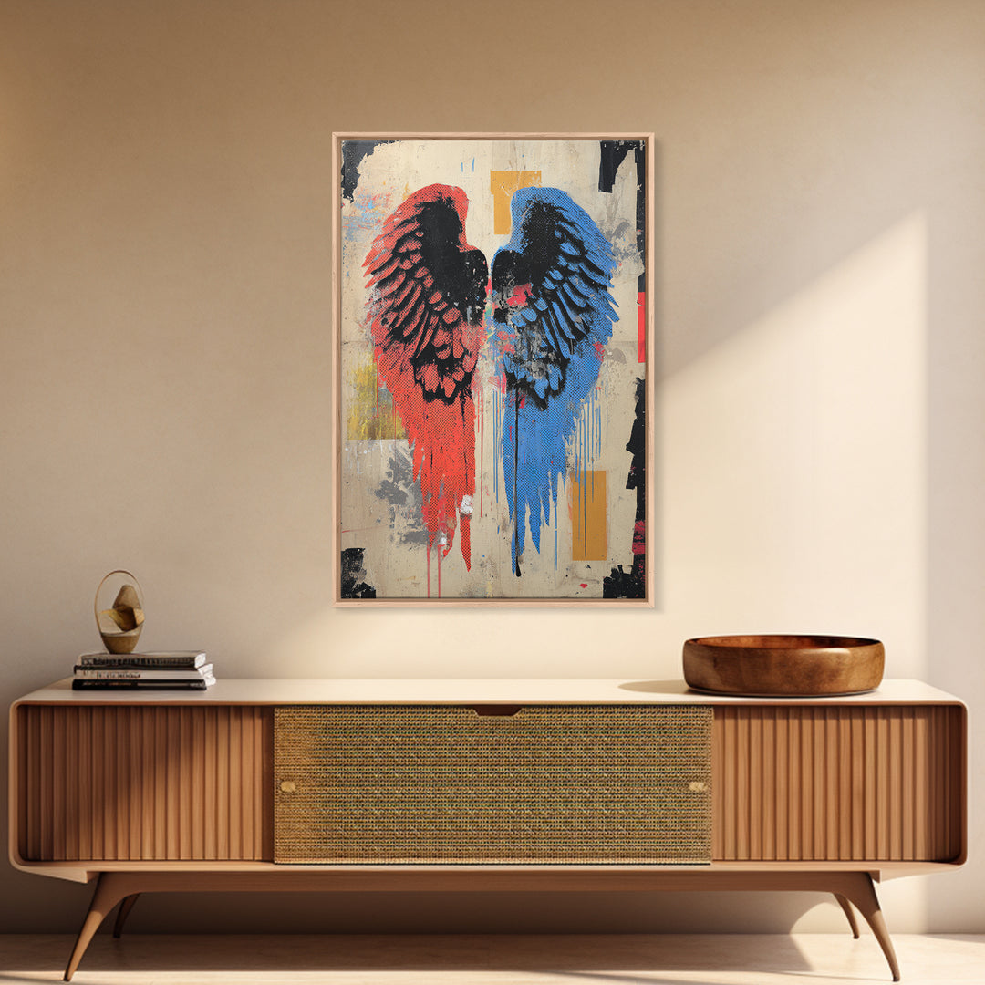 Spray Painted Angel Wings Canvas Print, Graffiti Art, Contemporary Art, Living Room Decor, Fine Art, Street, Original Painting, GRF-2x3-40