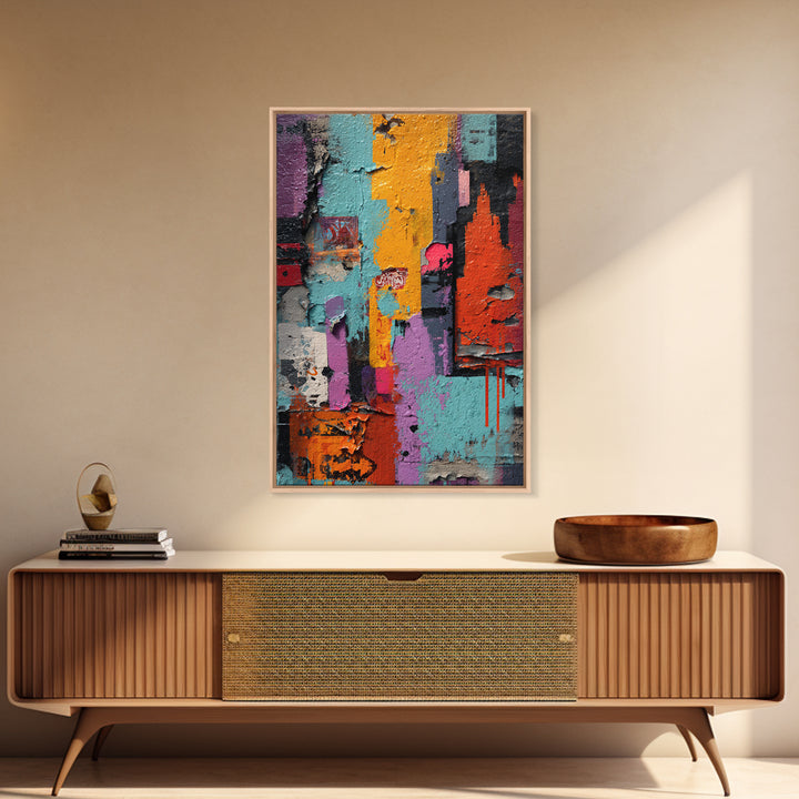 Paint Drips Forming a Skyline Silhouette Canvas Print, Graffiti Art, Large Wall Art, Living Room Decor, Fine Art, Street, GRF-2x3-45
