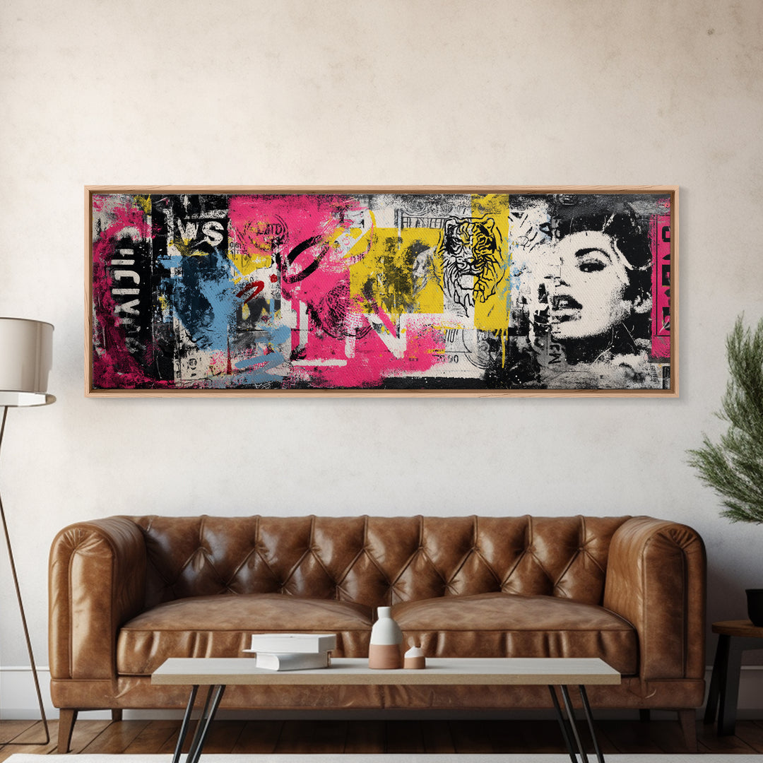 Urban Tiger Portrait Canvas Print, Graffiti Art, Luxury Decor, Living Room Decor, Fine Art, Street, Prints, Wall Hangings, GRF-3x1-19