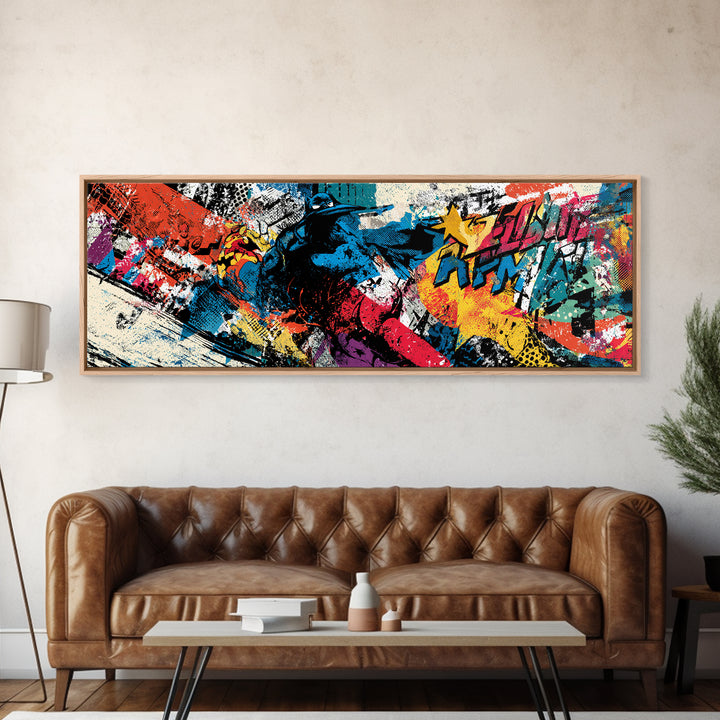 Wildstyle Arrows and Loops as Abstraction Framed Canvas Print, Graffiti Art, Art, Living Room Decor, Fine Art, Street, GRF-3x1-55