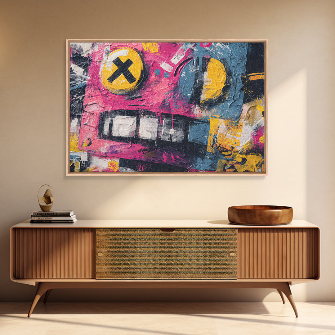 Cartoon Robot Character Canvas Print, Graffiti Art, Bedroom Decor, Living Room Decor, Fine Art, Street, Gallery Decor, GRF-3x2-38