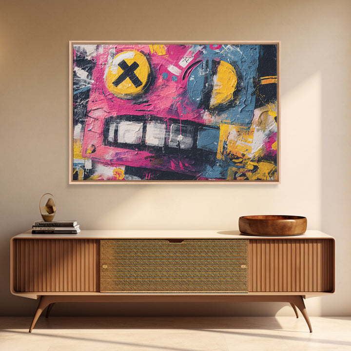 Cartoon Robot Character Canvas Print, Graffiti Art, Bedroom Decor, Living Room Decor, Fine Art, Street, Gallery Decor, GRF-3x2-38