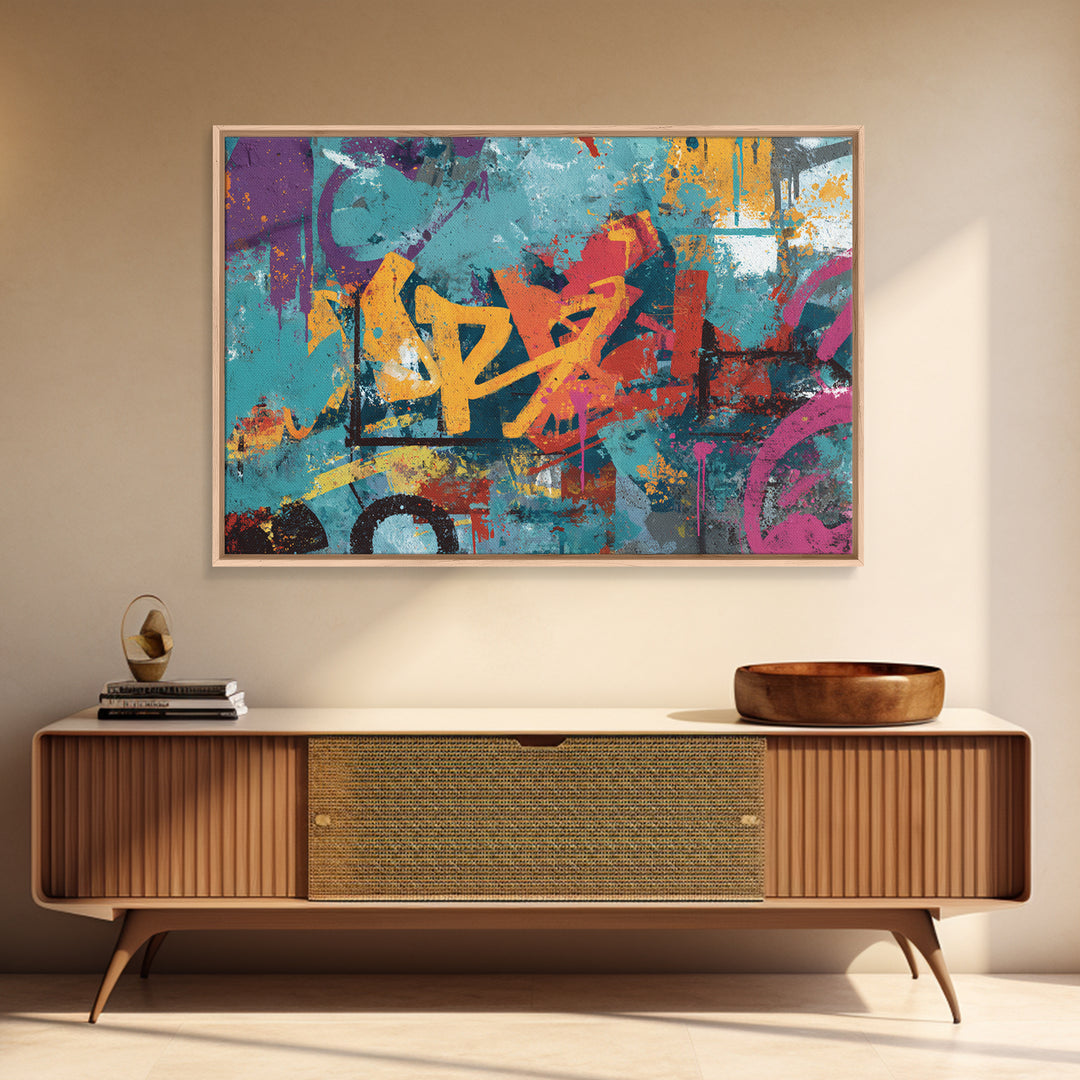 Wildstyle Arrows and Loops as Abstraction Canvas Print, Graffiti Art, Canvas, Living Room Decor, Abstract Art, Street, GRF-3x2-67