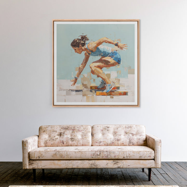 Sprinter Exploding from Starting Blocks Canvas Print, Gym Art, Motivational Poster, Gym Decor, Abstract Art, Strength, GYM-1x1-3