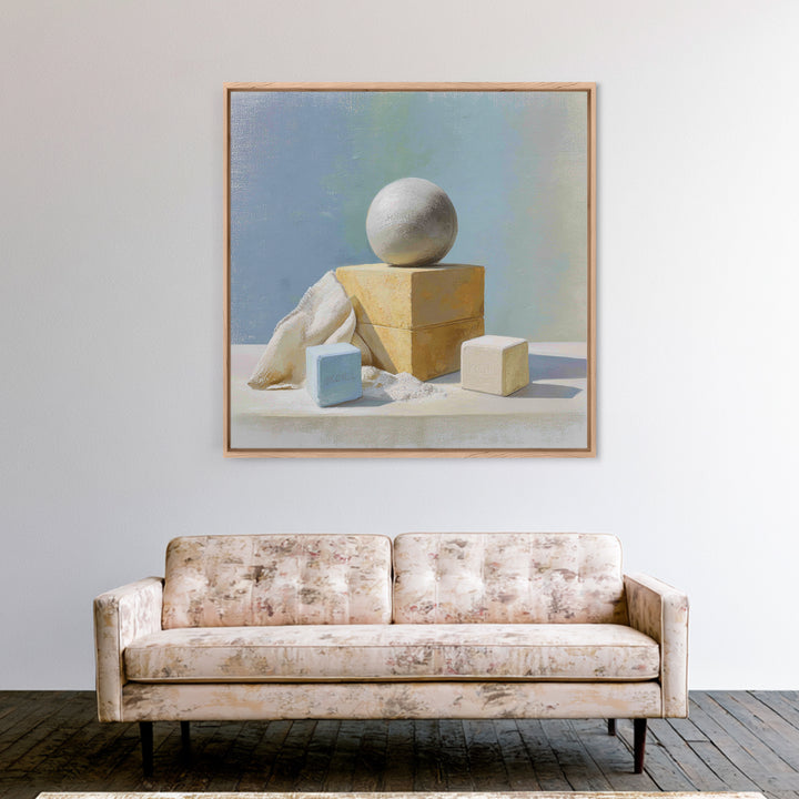 Medicine Ball and Chalk Still Life Framed Canvas Print, Gym Art, Framed Canvas, Gym Decor, Fine Art, Strength, GYM-1x1-71