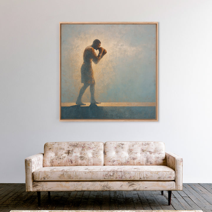Powerful Boxer Silhouette Canvas Print, Gym Art, Living Room Decor, Gym Decor, Oil Painting, Strength, Sports Poster, GYM-1x1-97