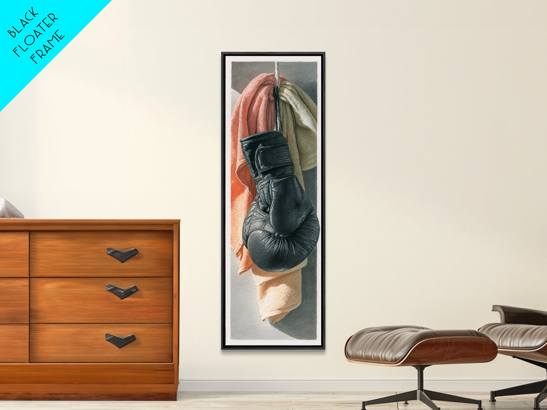 Boxing Glove and Towel Still Life Framed Canvas Print, Gym Art, Modern Home Decor, Gym Decor, Oil Painting, Strength, GYM-1x3-76