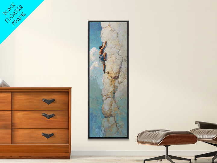 Rock Climber Reaching a Glowing Hold Canvas Print, Gym Art, Art Print, Gym Decor, Fine Art, Strength, Abstract Wall Art, GYM-1x3-94