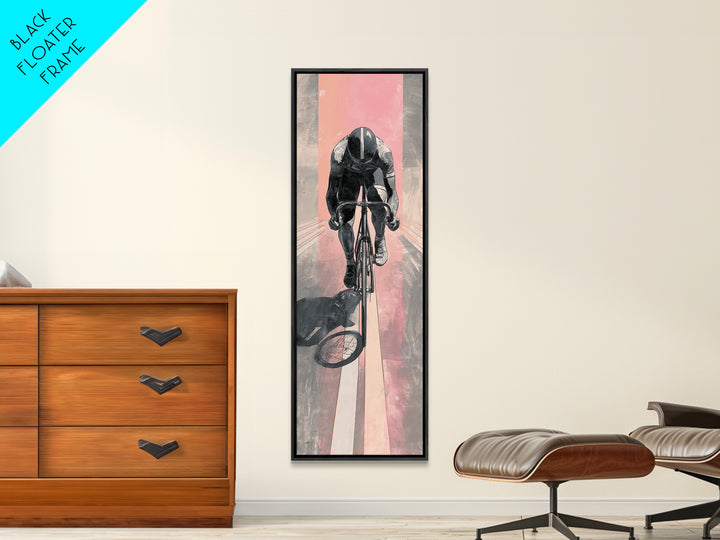 Cyclist Racing Through Neon Speed Lines Canvas Print, Gym Art, Room Decor, Gym Decor, Abstract Art, Strength, Bar Art, GYM-1x3-98