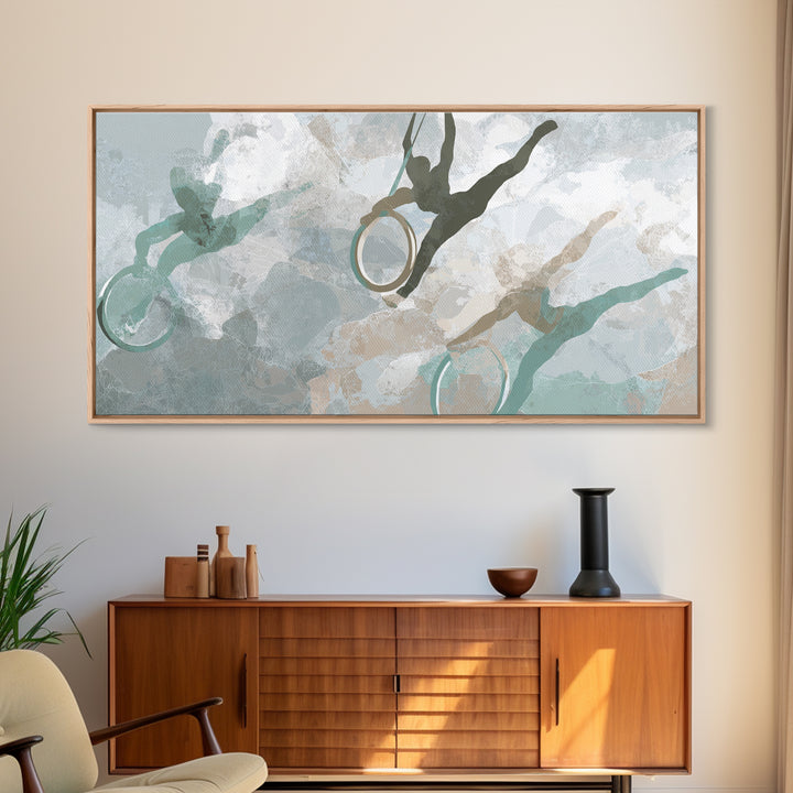 Gymnast Rings Athlete Framed Canvas Print, Gym Art, Bodybuilding Poster, Gym Decor, Fine Art, Strength, Modern Decor, GYM-2x1-11