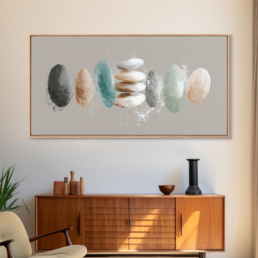 Minimal Heartbeat and Mountain Endurance Symbol Framed Canvas Print, Gym Art, Luxury Decor, Gym Decor, Fine Art, Strength, GYM-2x1-14