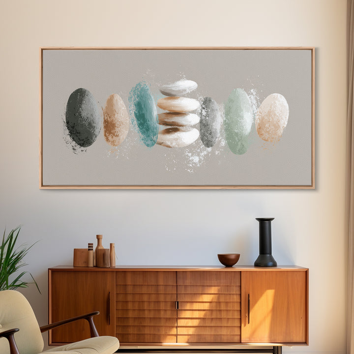 Minimal Heartbeat and Mountain Endurance Symbol Framed Canvas Print, Gym Art, Luxury Decor, Gym Decor, Fine Art, Strength, GYM-2x1-14