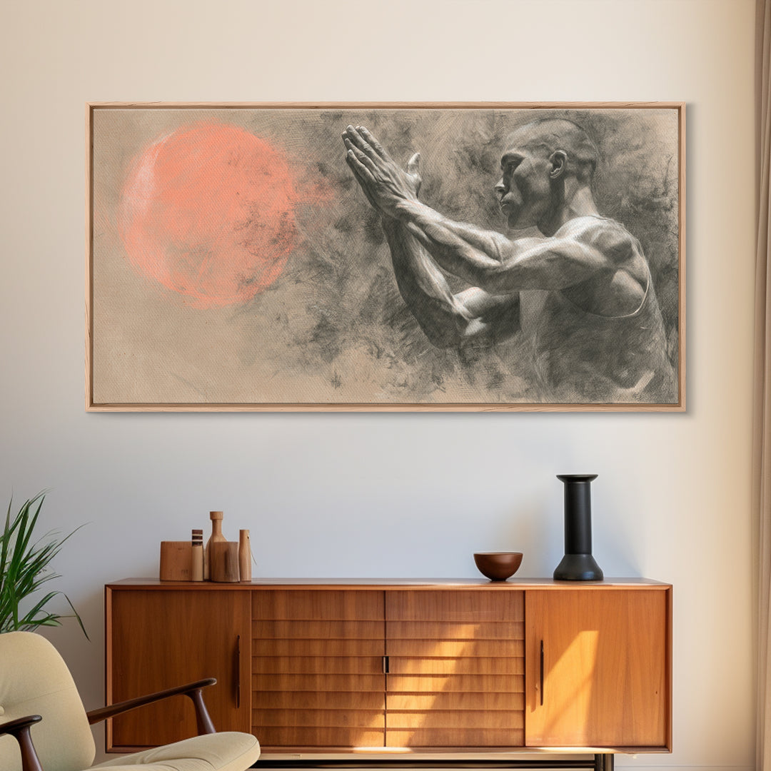 Bodybuilder Pose Rendered Canvas Print, Gym Art, Print, Gym Decor, Fine Art, Strength, Wall Decoration, Sports Decor, GYM-2x1-48