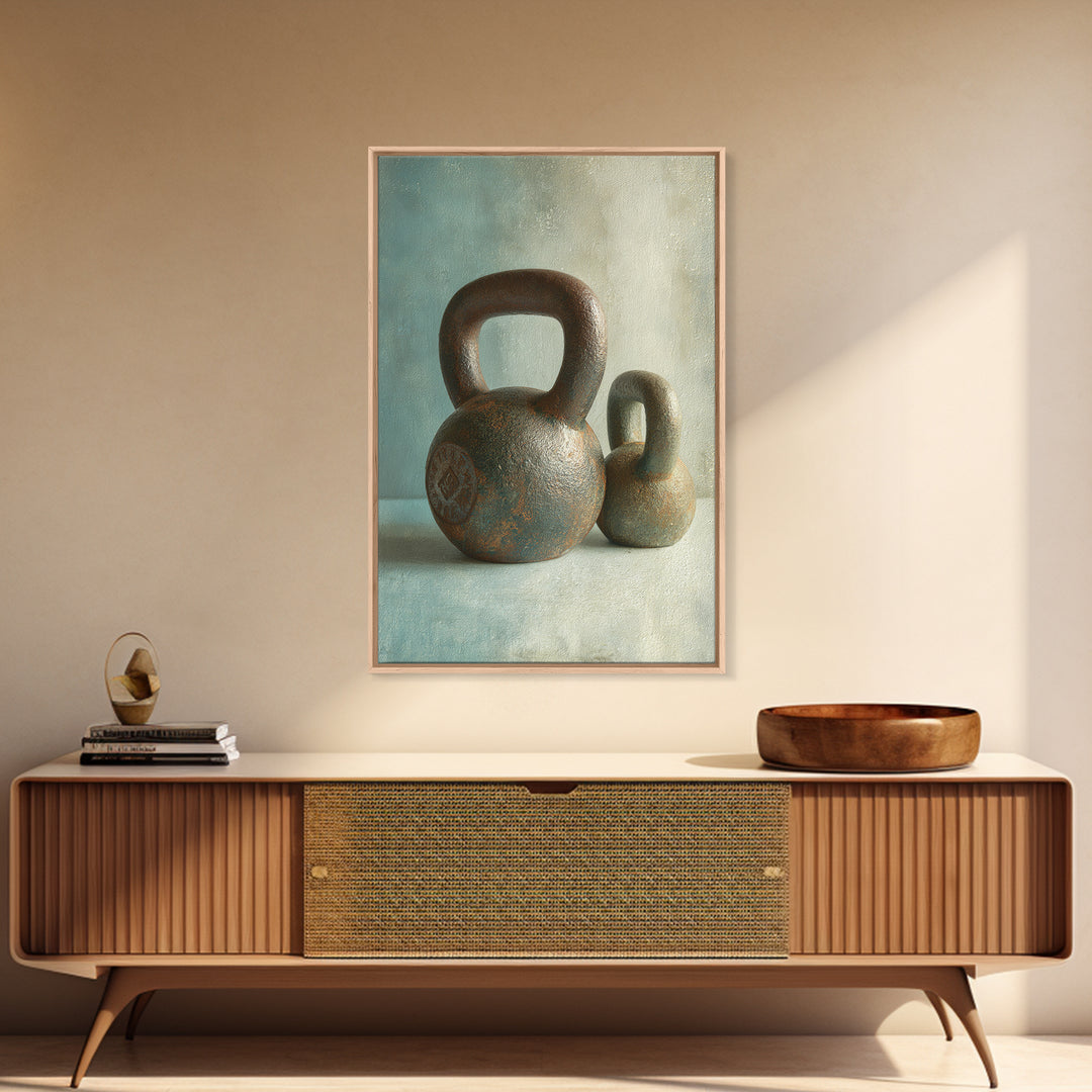 Kettlebell Still Life Framed Canvas Print, Gym Art, Motivational Poster, Gym Decor, Abstract Art, Strength, Motivational Art, GYM-2x3-41