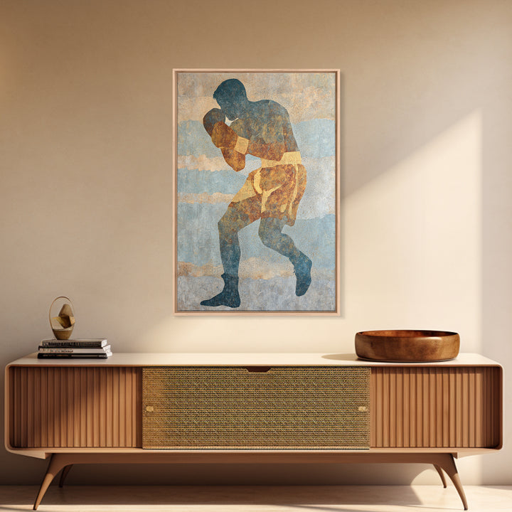 Powerful Boxer Silhouette Canvas Print, Gym Art, Modern Home Decor, Gym Decor, Oil Painting, Strength, Fine Art Print, GYM-2x3-57