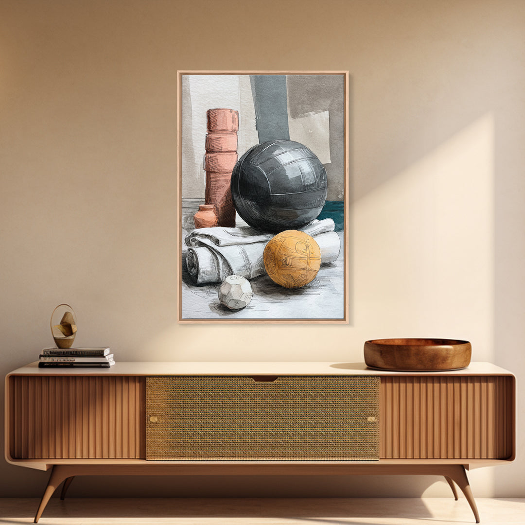 Medicine Ball and Chalk Still Life Canvas Print, Gym Art, Fine Art Print, Gym Decor, Fine Art, Strength, Wall Decor, GYM-2x3-7
