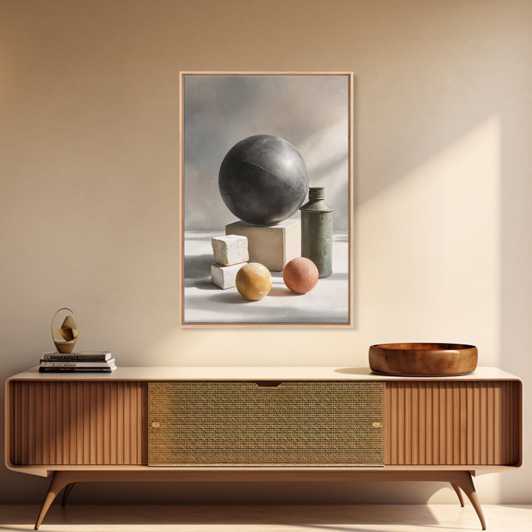 Medicine Ball and Chalk Still Life Canvas Print, Gym Art, Sports Wall Art, Gym Decor, Fine Art, Strength, Home Gym Decor, GYM-2x3-79