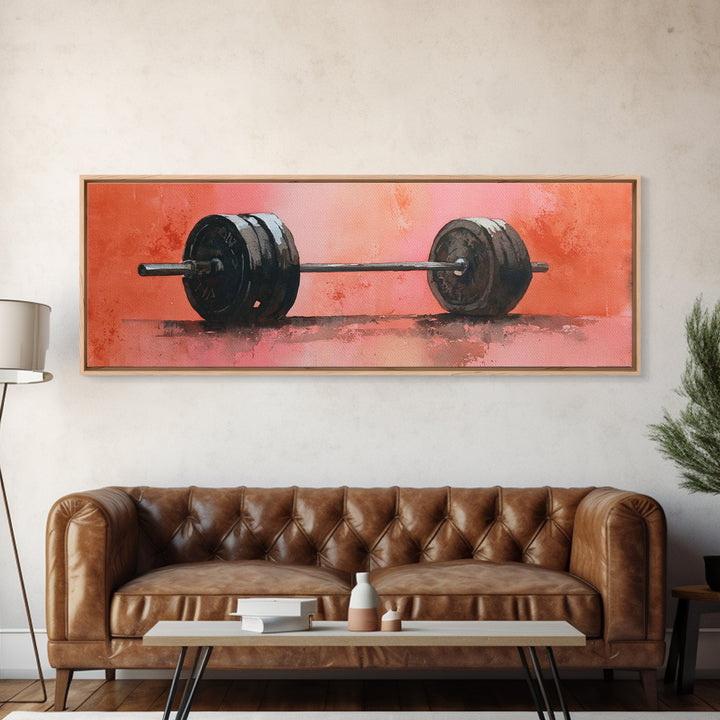 Barbell and Plates Canvas Print, Gym Art, Sports Poster, Gym Decor, Strength, Neutral Decor, Modern Decor, Fine Art Print, GYM-3x1-42