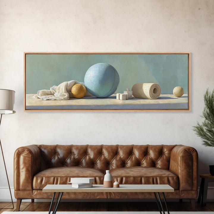 Medicine Ball and Chalk Still Life Framed Canvas Print, Gym Art, Black Girl Wall Art, Gym Decor, Fine Art, Strength, Gym Sign, GYM-3x1-87