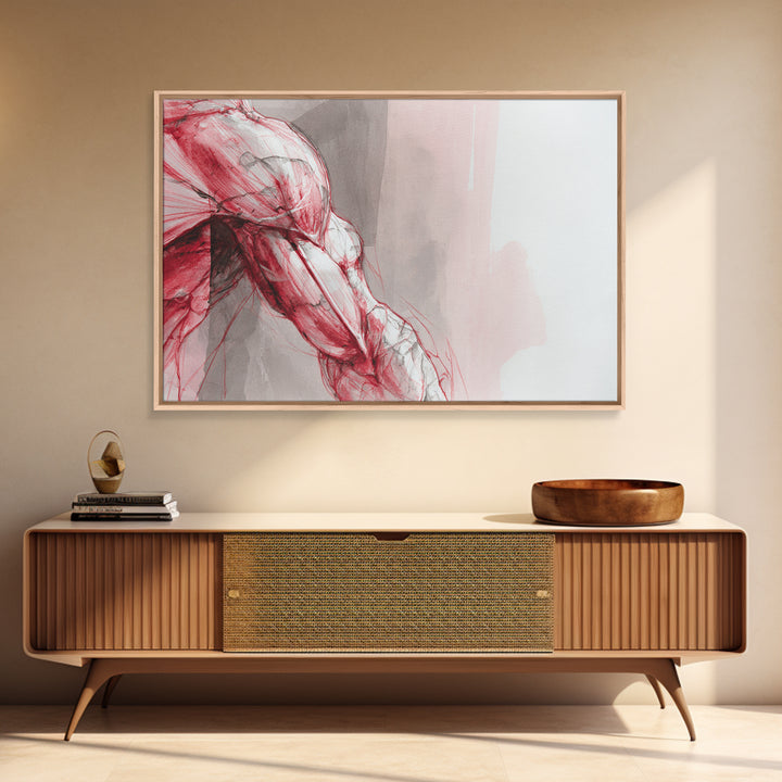 Abstract Muscle Anatomy Framed Canvas Print, Gym Art, Framed Canvas, Gym Decor, Abstract Art, Strength, Textured Painting, GYM-3x2-36