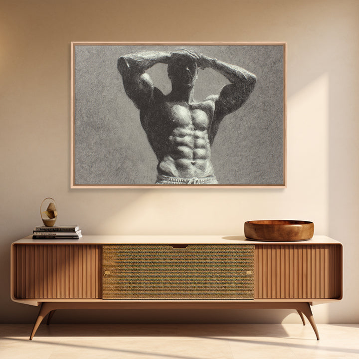 Bodybuilder Pose Rendered Canvas Print, Gym Art, Art Print, Gym Decor, Fine Art, Strength, Abstract Wall Art, Bar Art, GYM-3x2-56