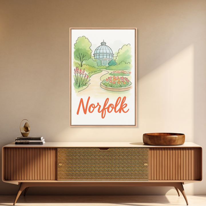 Norfolk Virginia Travel Poster, Canvas Print, Hand Drawn Watercolor Art, Norfolk City Art, Watercolor Cityscape, Wall Art, Art Print