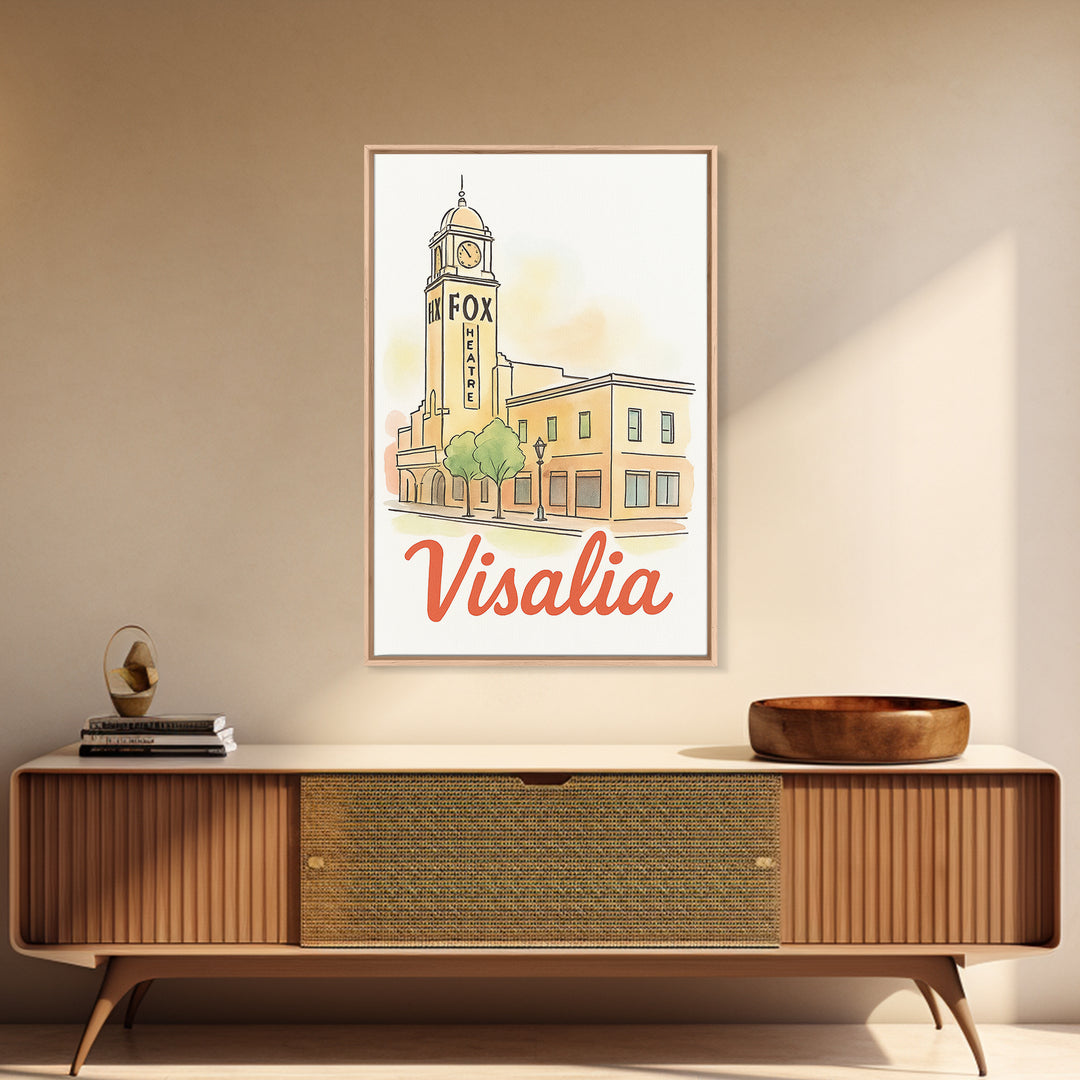Visalia California Travel Poster, Canvas Print, Watercolor Urban Skyline Art, Visalia Poster Print, Travel Poster Art, City Travel Prints